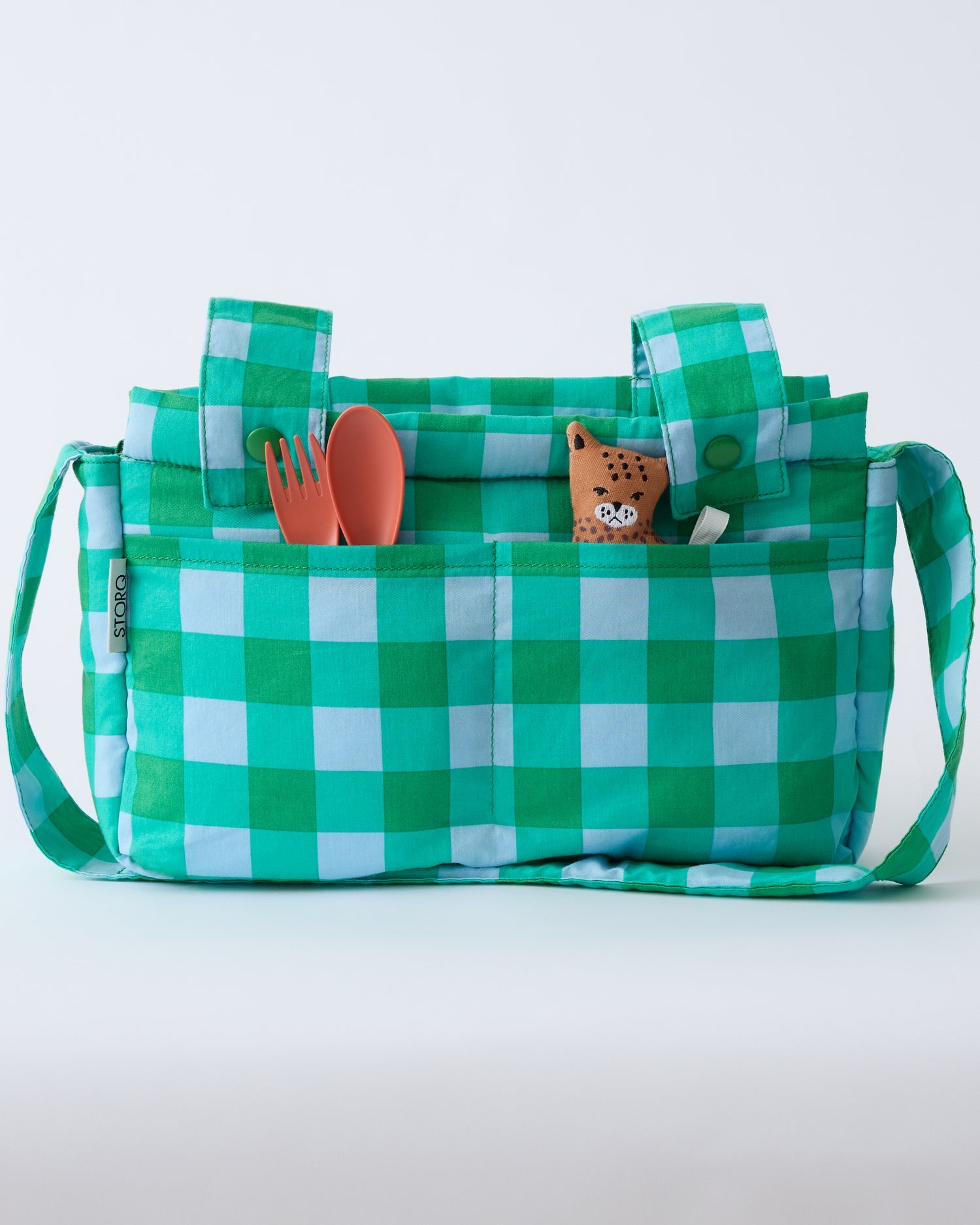 Stroller Party™ Caddy Bag | Teal Gingham