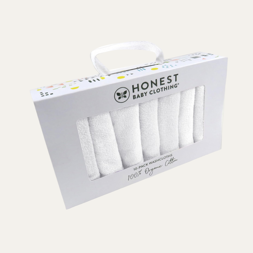 10-Pack Terry Wash Cloths| 100% Organic Cotton for Infant
