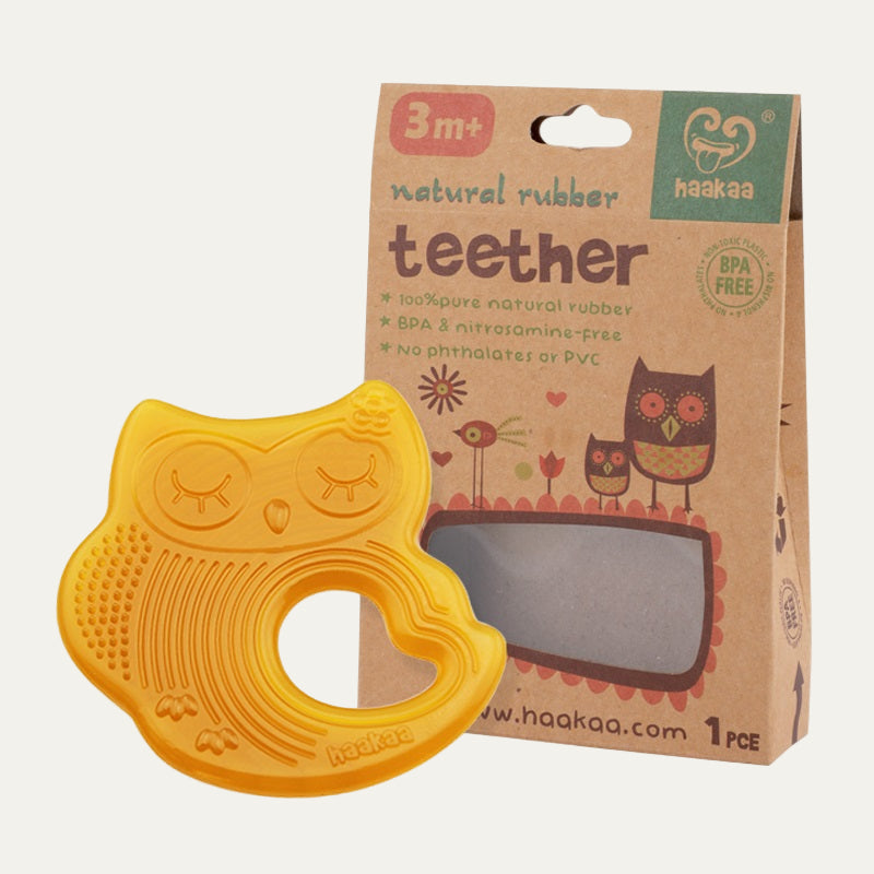 Haakaa Sleeping Owl Natural Rubber Teether 1 pk