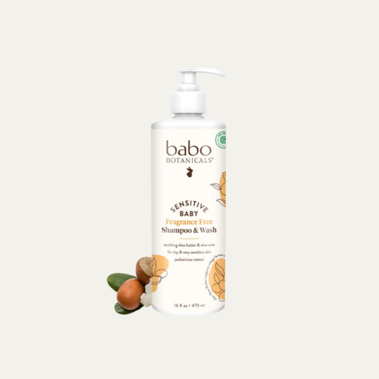 Babo Botanicals Sensitive Baby Fragrance-Free 2-In-1 Shampoo & Wash - Shea Butter, Calendula & Aloe Vera - EWG Verified - Cruelty-Free - Vegan - Pediatrician Tested - for Babies & Kids