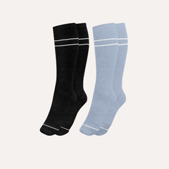Premium Maternity Compression Socks (2-Pack) | Stone Blue & Black