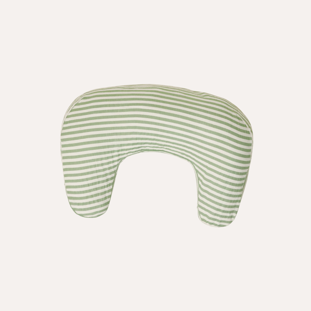 Organic Muslin Nursing Pillow Cover | Sage Stripe