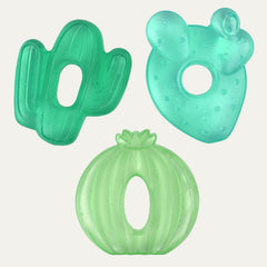 Itzy Ritzy Water-Filled Teethers, Set of 3 Coordinating Cactus, Cutie Coolers Are Textured on Both Sides to Massage Sore Gums, Can Be Chilled in Refrigerator, Green Cacti