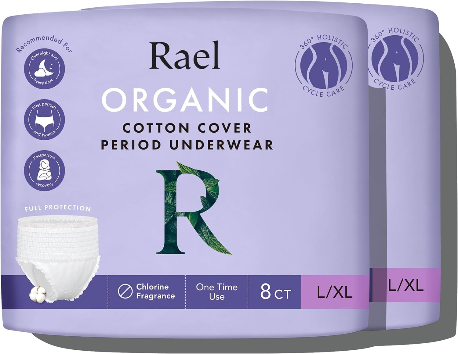 Rael Disposable Underwear for Women, Organic Cotton Cover - Incontinence Pads, Postpartum Essentials, Disposable Underwear, Unscented, Maximum Coverage (Size S-M, 10 Count)