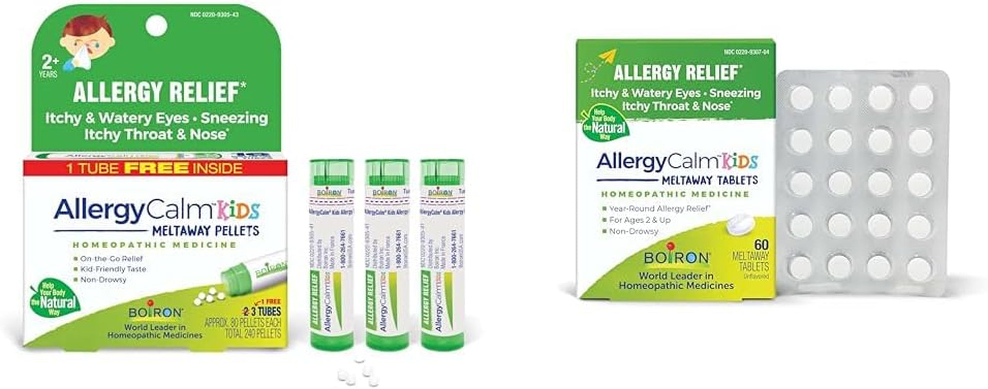 Boiron Allergycalm Kids Pellets for Relief from Allergy and Hay Fever Symptoms of Sneezing, Runny Nose, and Itchy Eyes or Throat - 240 Count, White