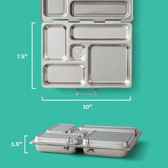 Planetbox Rover Stainless Steel Bento Box Style Lunch Box Kit for Kids with 5 Compartments – Tutti Frutti Edition Includes Insulated Lunch Bag, Leakproof Food Containers and Matching Magnets
