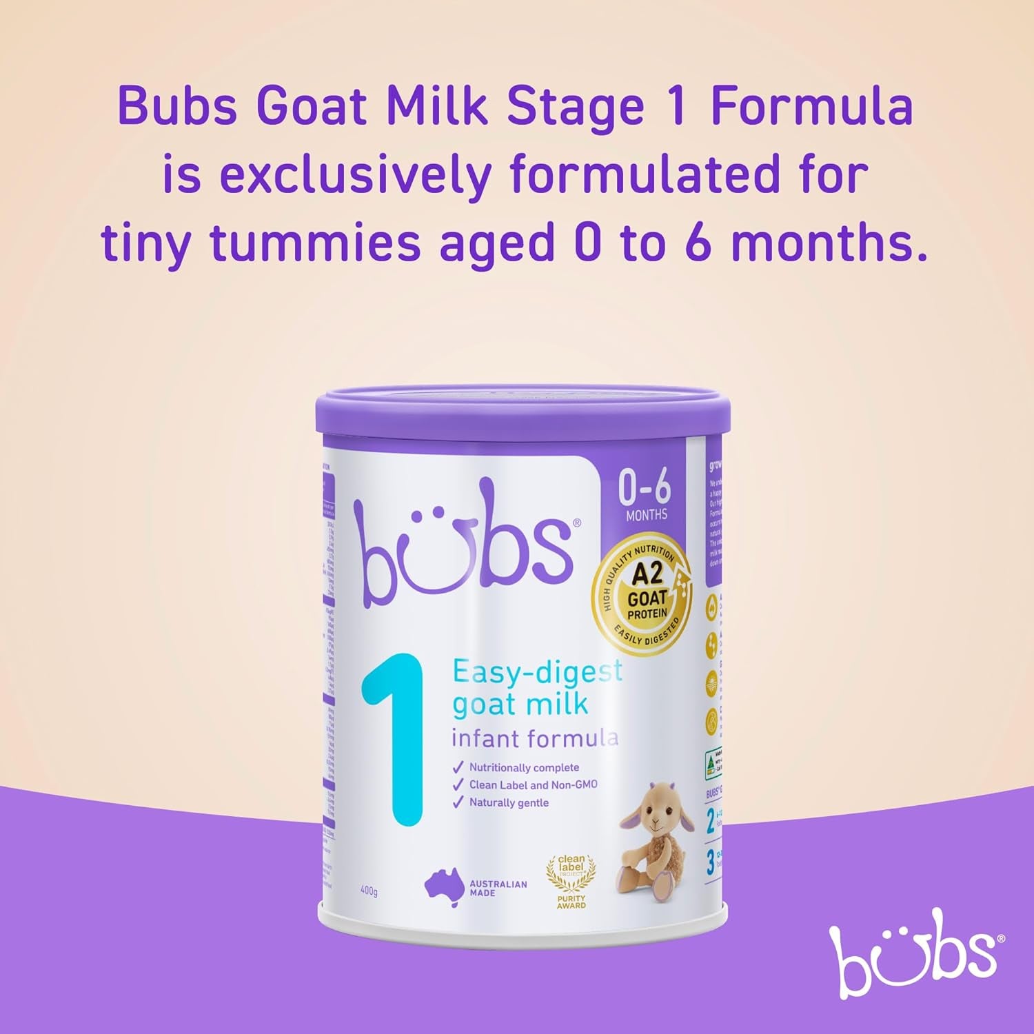 Bubs Goat Milk Infant Formula Stage 1, Made with Fresh Goat Milk, 14.1 Oz