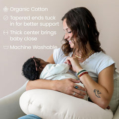 Snuggle Me Organic Nursing Pillow | Bottle & Breastfeeding Pillow with Organic Cotton Cover & Fiberfill, Machine Washable Feeding Pillow, Newborn Essentials Must Haves (Natural)