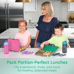 Bentgo Kids Stainless Steel Leak-Resistant Lunch Box - 3-Compartments with Bonus Silicone Container, Durable, Eco-Friendly, Dishwasher Safe, Bpa-Free, Ideal for School, Ages 3+ (Green)