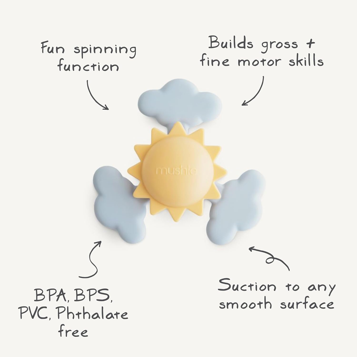 Mushie Sunshine Suction Spinner Toy | Toddler Sensory Toys for Bath & Play