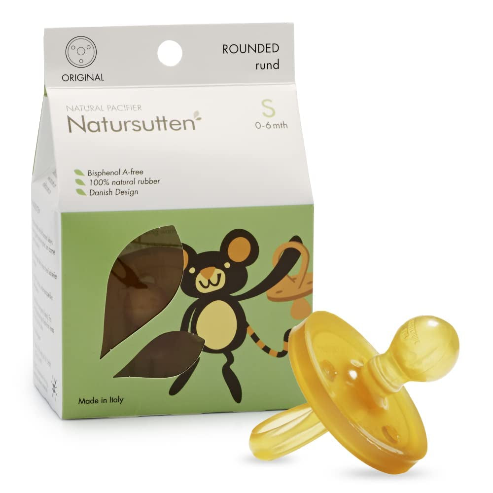 Natursutten Pacifiers 0-6 Months - 1-Pack Butterfly Shield Orthodontic Nipple Natural Rubber Safe & Soft Bpa-Free Pacifiers for Breastfeeding Babies - Newborn Pacifiers Made in Italy