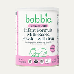Bobbie Organic Gentle Infant Formula, Milk Based Powder with Iron, DHA, Vitamin D & 100% Lactose like Breast Milk, for Fusiness, Crying & Digestive Health, Newborn Baby-12 Months Old, 14.1 Oz, 1 Pack