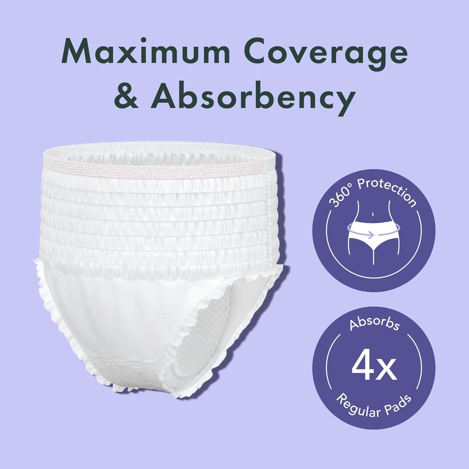 Rael Disposable Underwear for Women, Organic Cotton Cover - Incontinence Pads, Postpartum Essentials, Disposable Underwear, Unscented, Maximum Coverage (Size S-M, 10 Count)