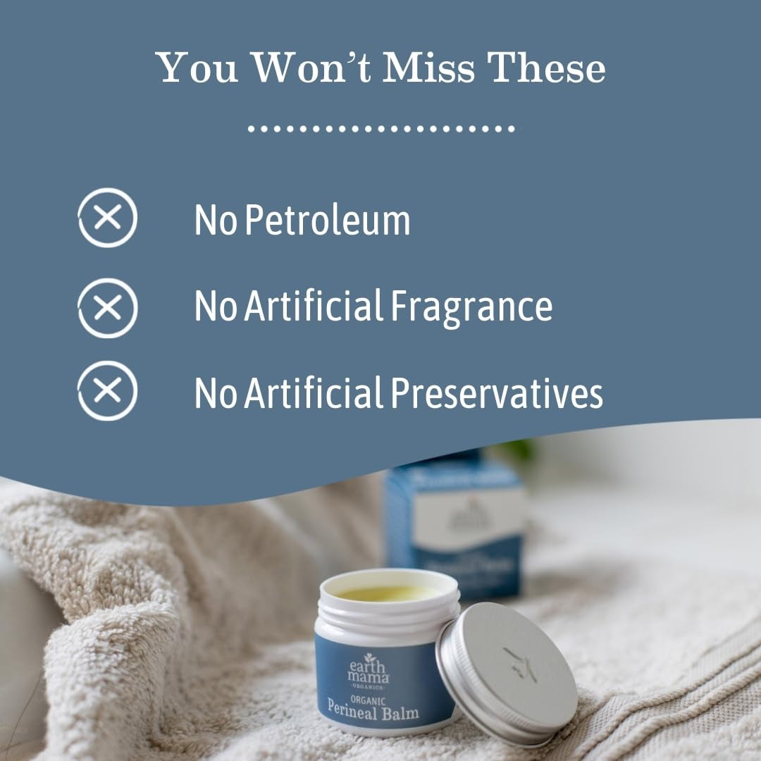 Earth Mama Organic Perineal Balm - 2 Fl Oz - Herbal Skin Balm with Organic Witch Hazel and Calendula - Pregnancy and Postpartum Essentials