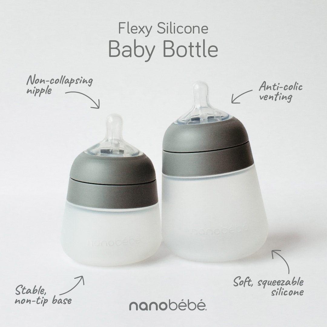 Flexy Silicone Baby Bottle Gift Set – Bottles, Pacifier, Brush & Travel Covers