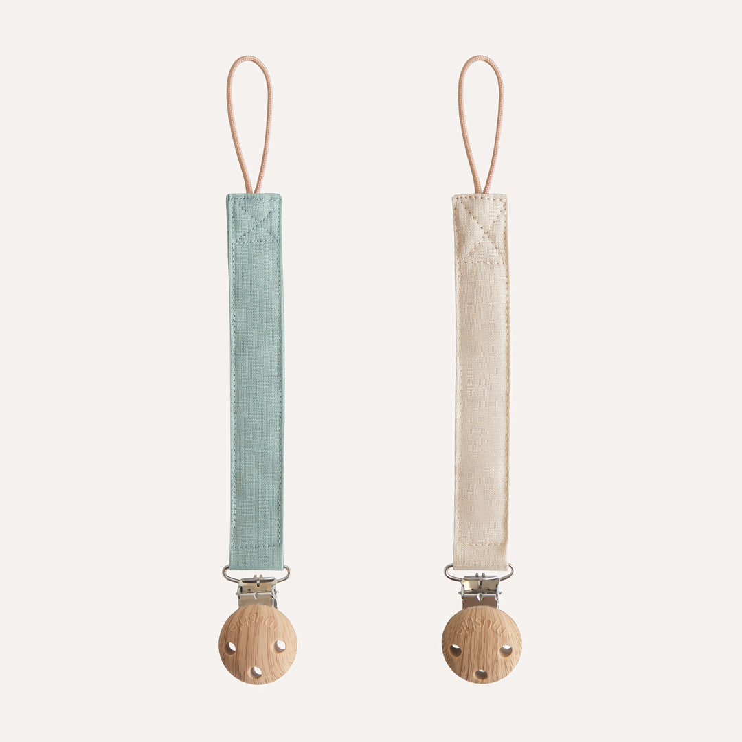 Linen Pacifier Clip 2-Pack