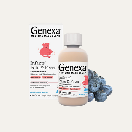 Genexa Infants’ Pain and Fever Reducer | Baby Acetaminophen, Dye Free, Liquid Oral Suspension Medicine for Infant | Delicious Organic Blueberry Flavor | 160 Mg per 5Ml | 2 Fluid Ounces