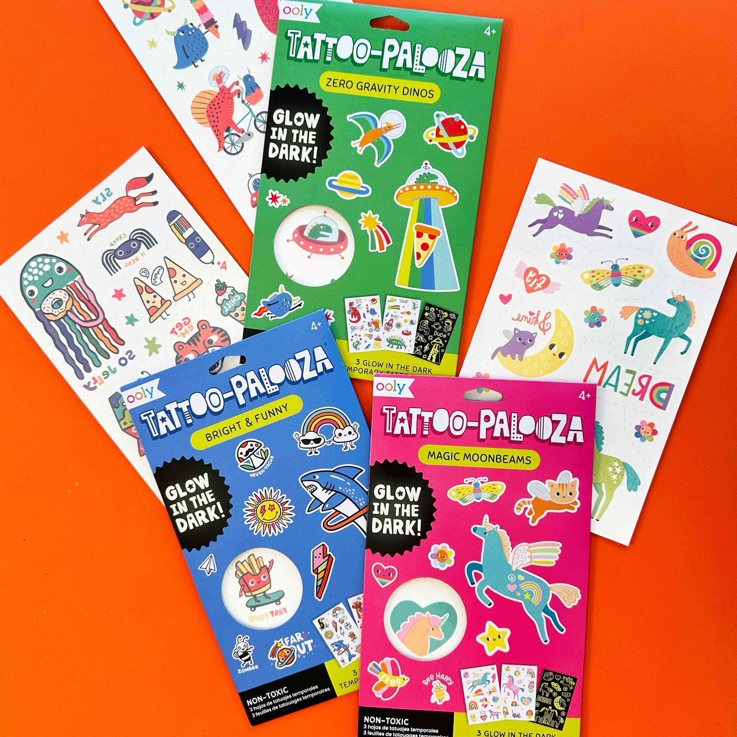Tattoo-Palooza Glow in the Dark Temporary Tattoos - Magic Moonbeams - 3 Sheets