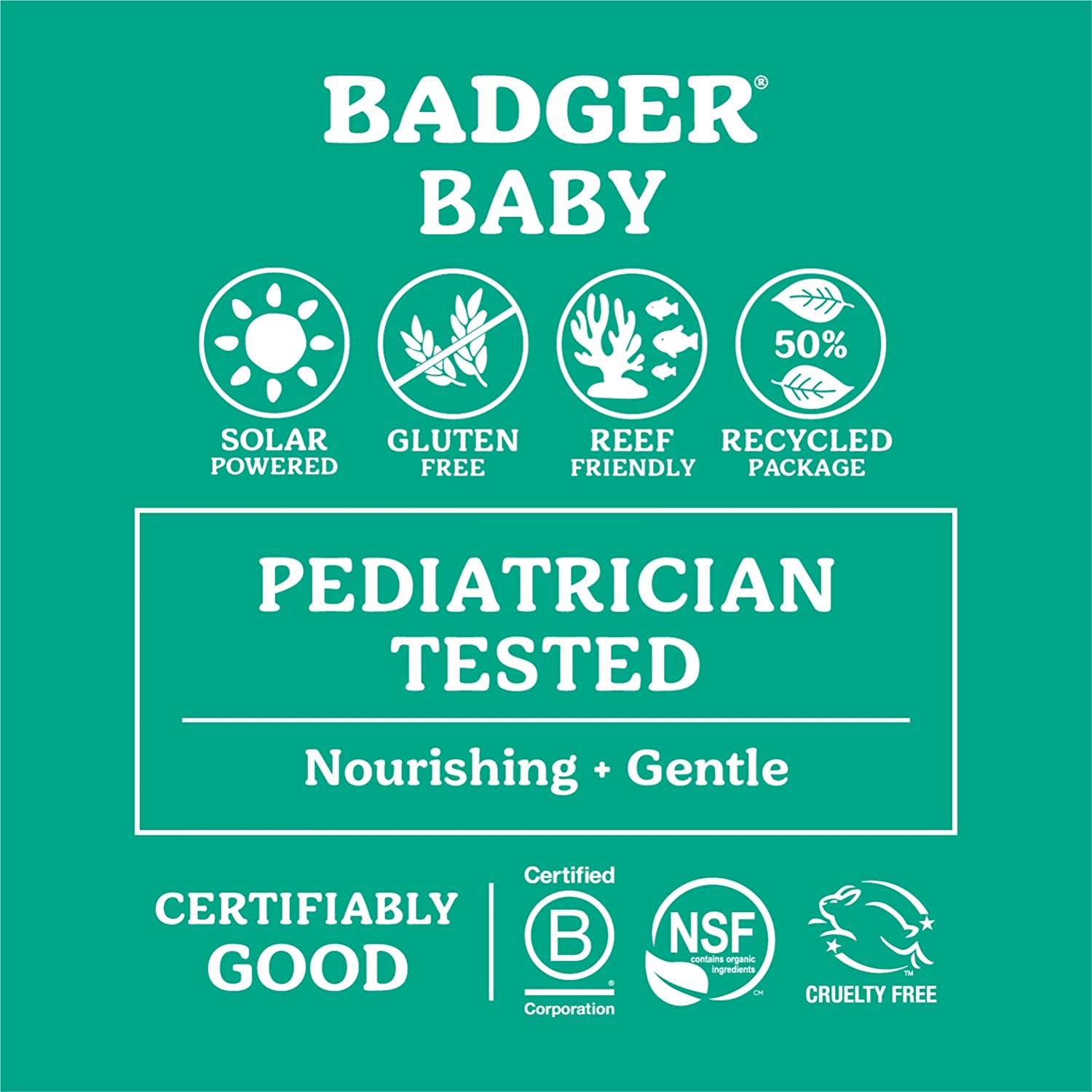 Badger SPF 40 Baby Reef Safe Natural Mineral Sunscreen Cream with Clear Zinc Oxide, Broad Spectrum & Water Resistant, Chamomile, 2.9 Fl Oz