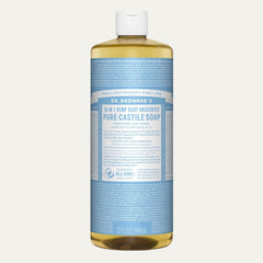 Dr. Bronner'S - Pure-Castile Liquid Soap (Baby Unscented, 32 Ounce, 2-Pack) - Made with Organic Oils, 18-In-1 Uses: Face, Hair, Laundry and Dishes, for Sensitive Skin and Babies, No Added Fragrance