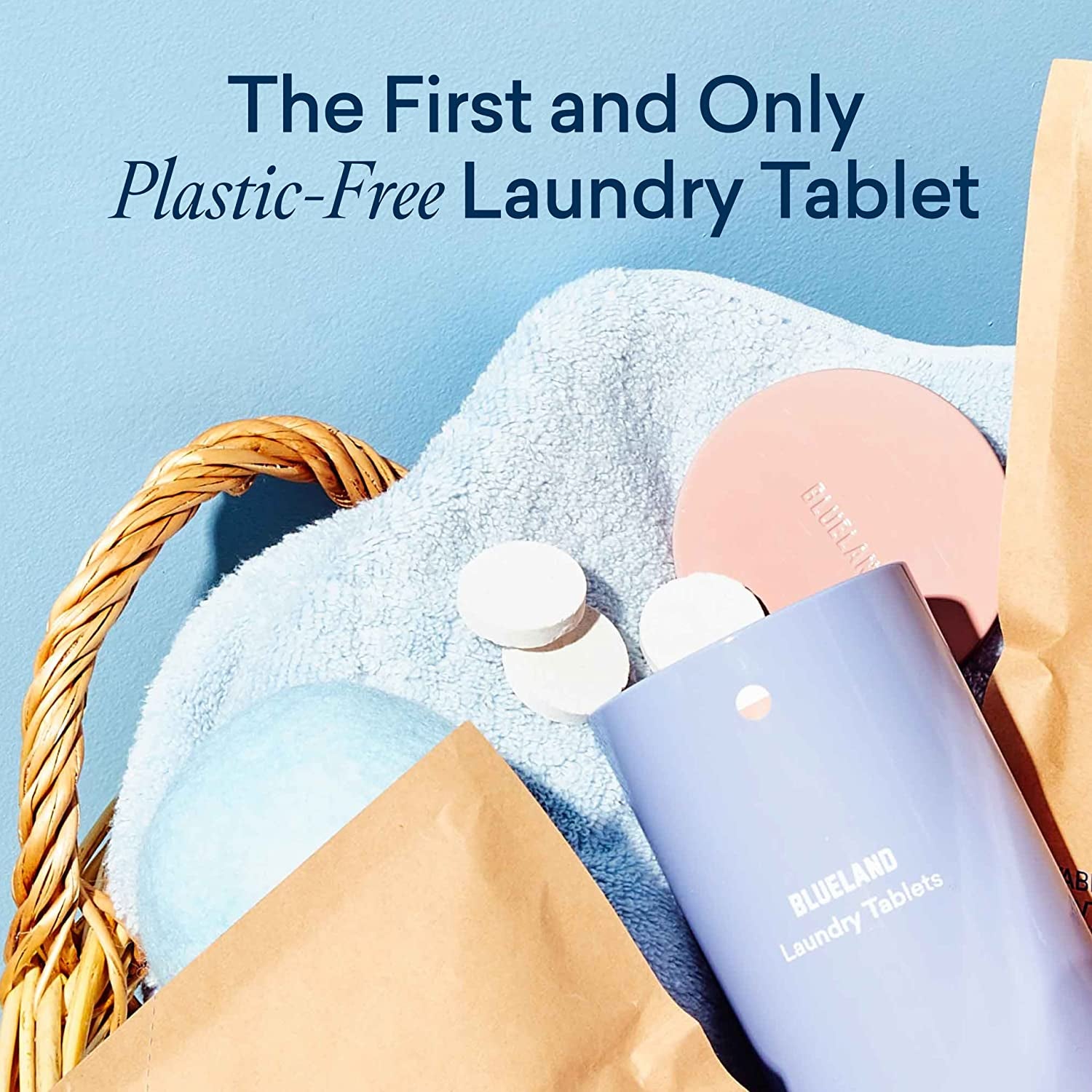 BLUELAND Laundry Detergent Tablet Starter Set - Plastic-Free & Eco Friendly Alternative to Sheets Pods and Liquids - Natural, Gentle, Plant Based - 60 Loads