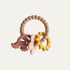 Mushie Silicone Dino Teething Ring Toy