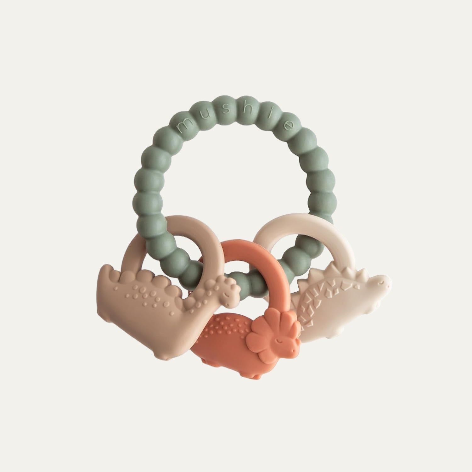 Mushie Silicone Dino Teething Ring Toy