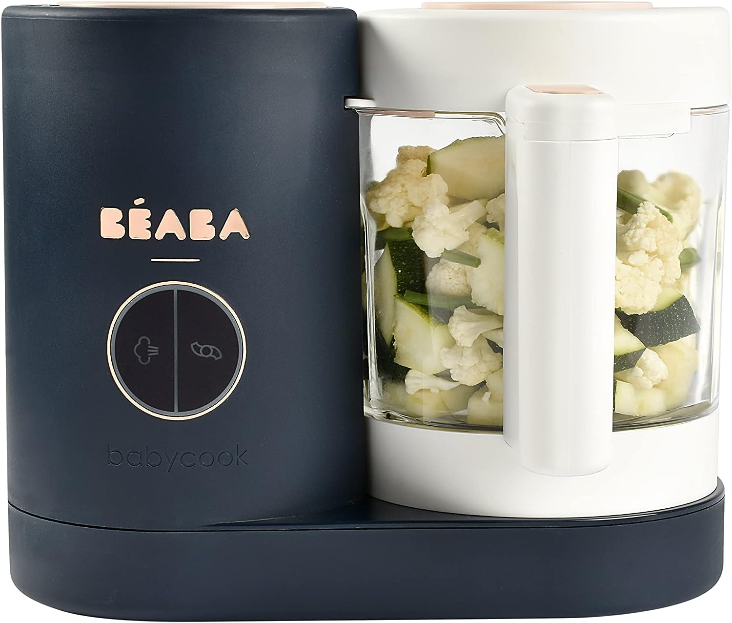 BEABA Babycook Neo, Glass Baby Food Maker, Glass 4 in 1 Steam Cooker & Blender, Comes with Stainless Steel Basket and Reservoir, Cook at Home, 5.5 Cup Capacity (Cloud)