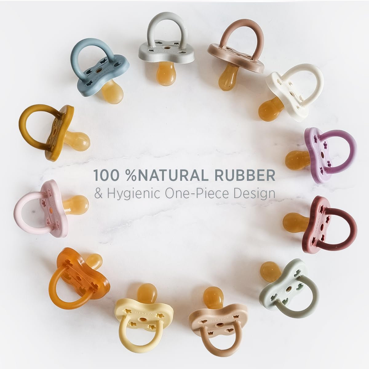 HEVEA Natural Rubber Pacifier Orthodontic Newborn 0+ Months Two-Pack - Natural