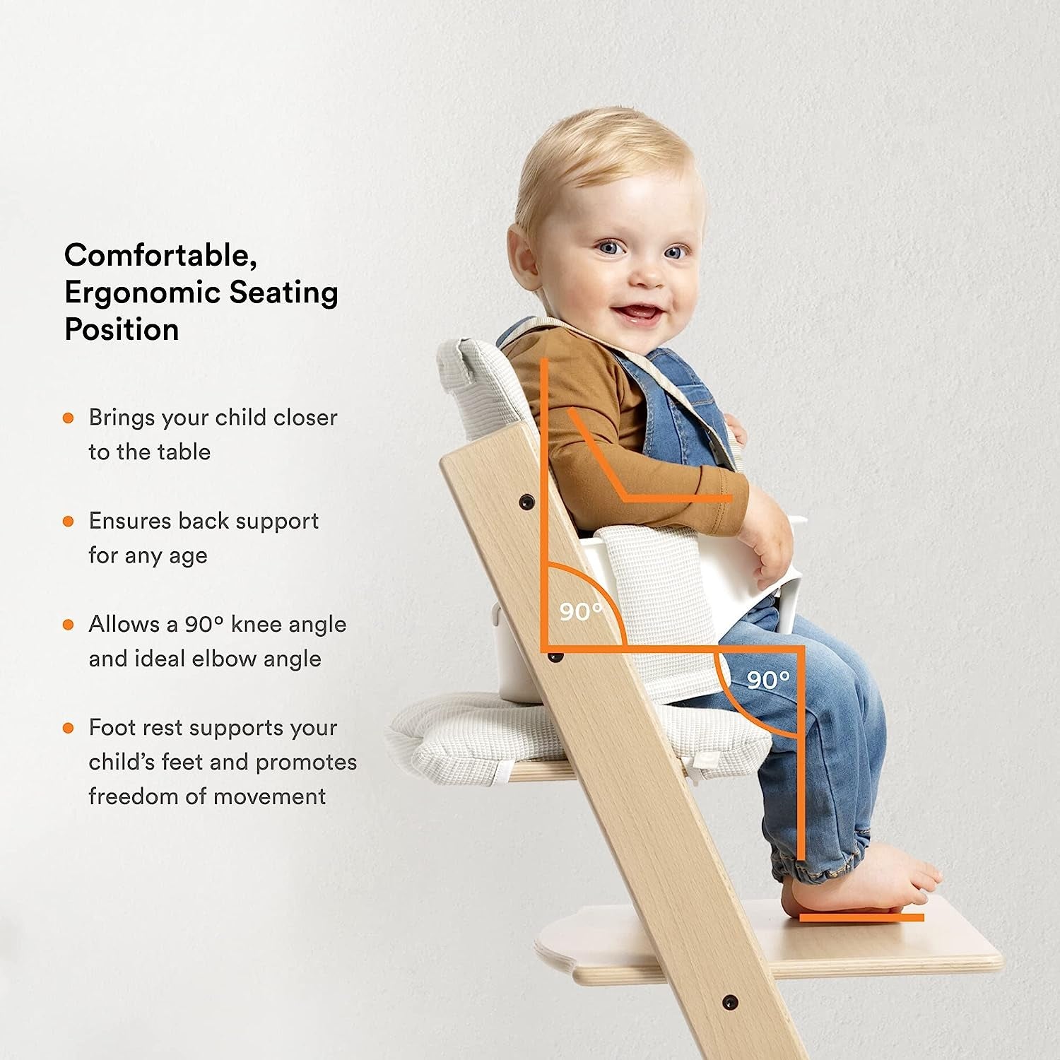 Tripp Trapp High Chair from Stokke, Natural - Adjustable, Convertible Chair for Children & Adults - Includes Baby Set with Removable Harness for Ages 6-36 Months - Ergonomic & Classic Design