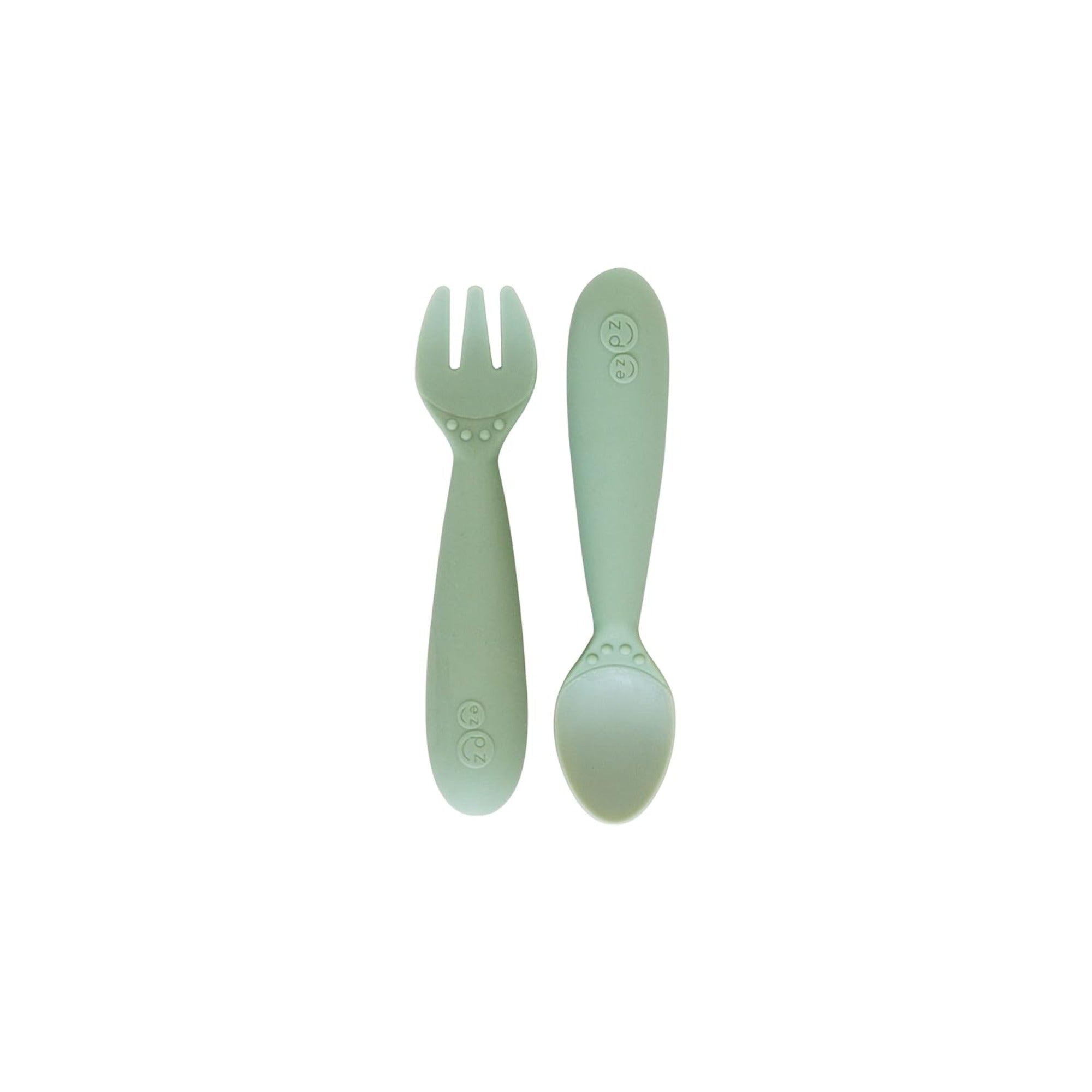 Ezpz Mini Utensils (Fork & Spoon in Gray) - 100% BPA Free Fork and Spoon for Toddlers First Foods + Self-Feeding - Designed by a Pediatric Feeding Specialist - 12 Months+