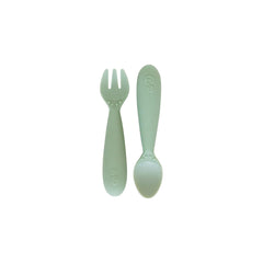 Ezpz Mini Utensils (Fork & Spoon in Gray) - 100% BPA Free Fork and Spoon for Toddlers First Foods + Self-Feeding - Designed by a Pediatric Feeding Specialist - 12 Months+