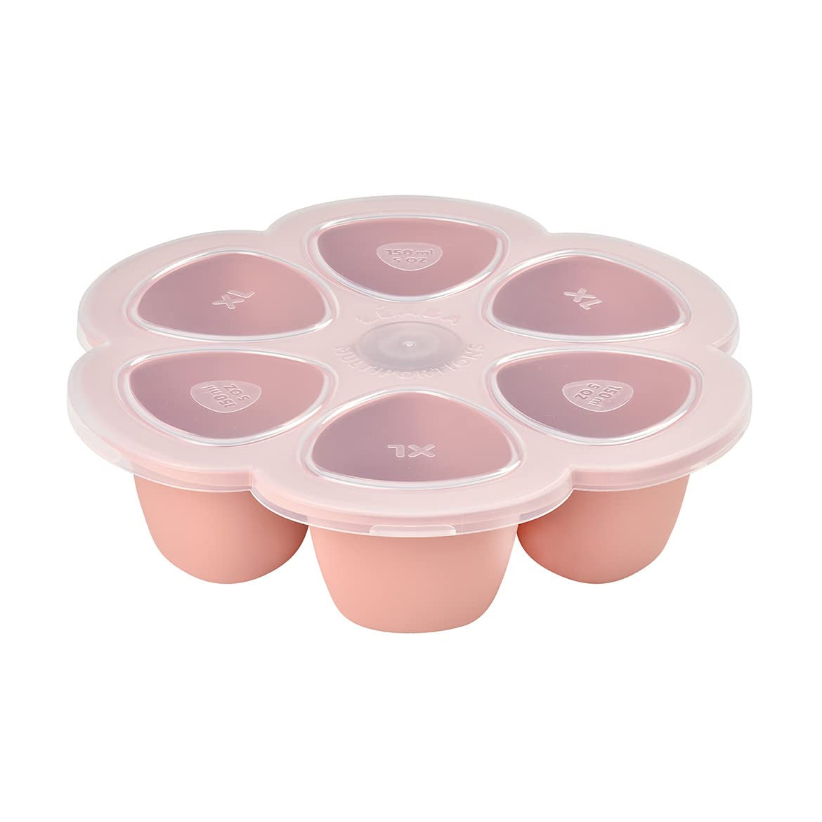 BEABA Multiportions Premium Quality Silicone Baby Food Storage Container, Baby Food Freezer Tray with Clip-On Lid, Oven and Freezer Safe, Made in Italy, Rain, 5 Oz