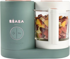 BEABA Babycook Neo, Glass Baby Food Maker, Glass 4 in 1 Steam Cooker & Blender, Comes with Stainless Steel Basket and Reservoir, Cook at Home, 5.5 Cup Capacity (Cloud)