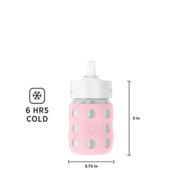 Lifefactory 8-Ounce Stainless-Steel Vacuum-Insulated Wide-Neck Baby Bottle with Straw Cap, Desert Rose, LS2241WDR4