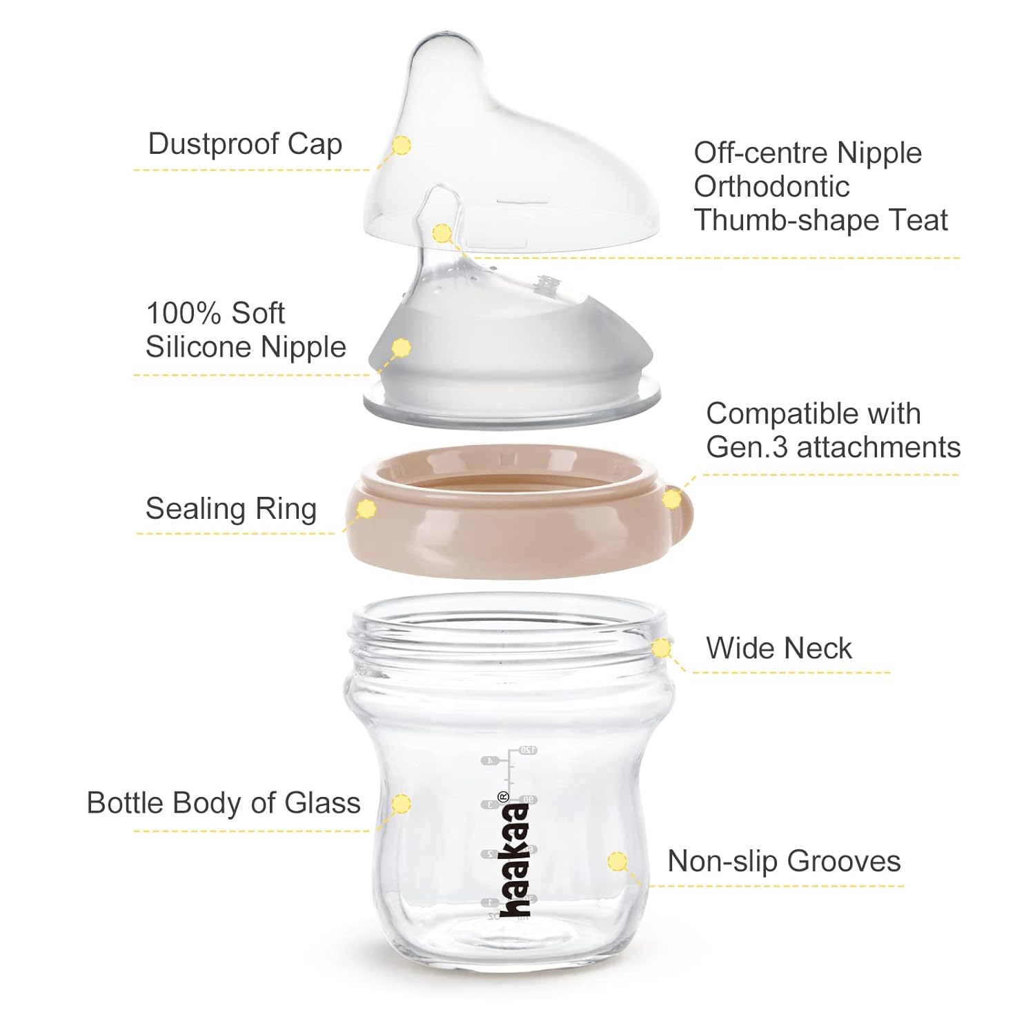 Haaka Generation 3 Glass Baby Bottle