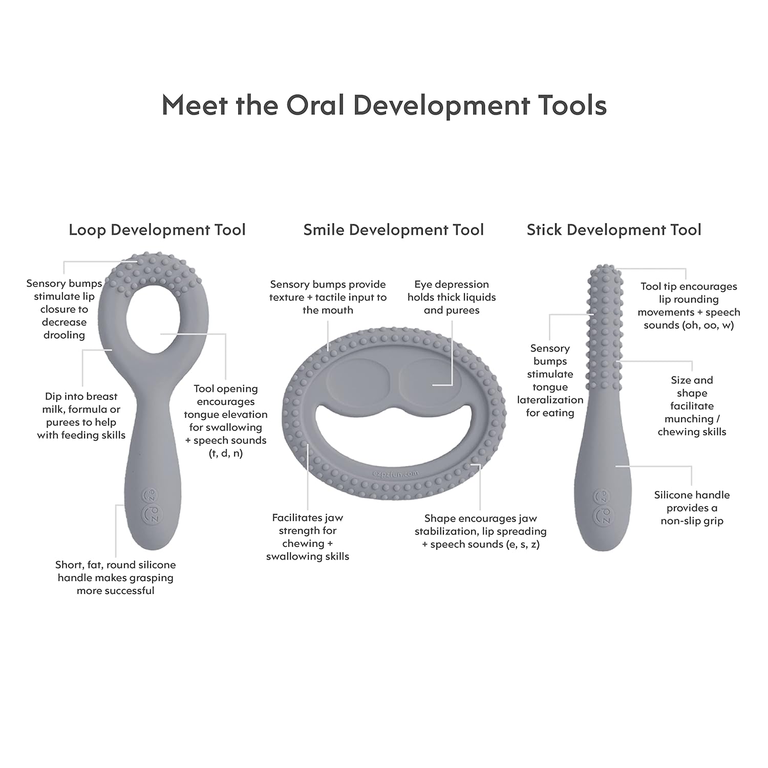 Oral Development Tools (3 Pack in Grey)