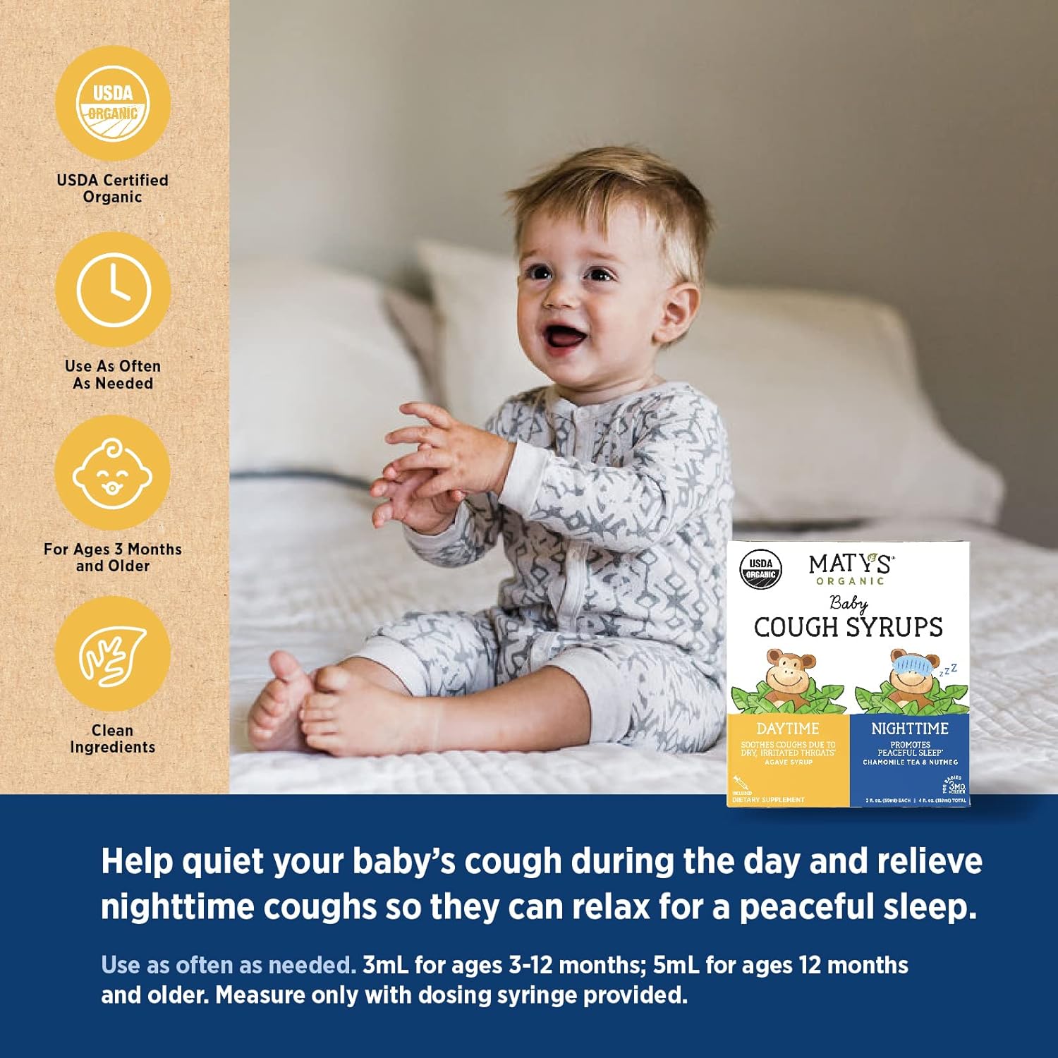 Organic Baby Day & Night Cough Syrups + Chest Rub bundle