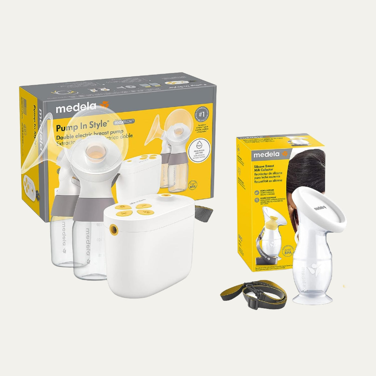 MaxFlow Double Electric Breast Pump & Silicone Breastmilk Collector