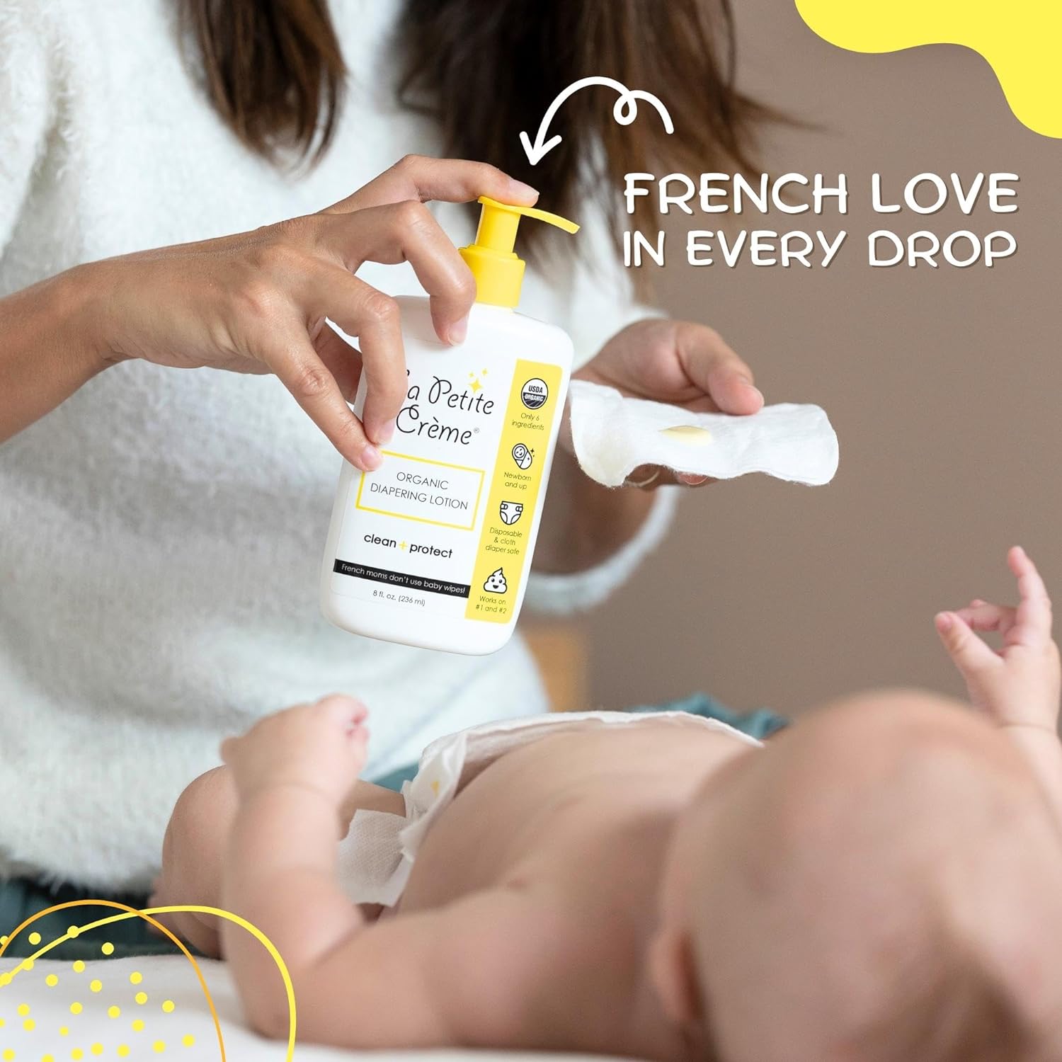 ORGANIC French Diapering Lotion - Everyday Pump Bottle - 8 oz