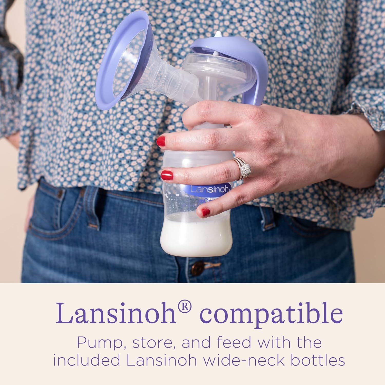 Lansinoh Manual Breast Pump, Hand Pump for Breastfeeding