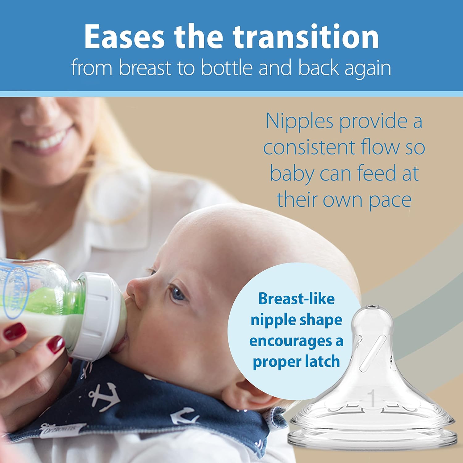 Dr. Brown’s Natural Flow® Anti-Colic Options+™ Wide-Neck Glass Baby Bottle, with Level 1 Slow Flow Nipple