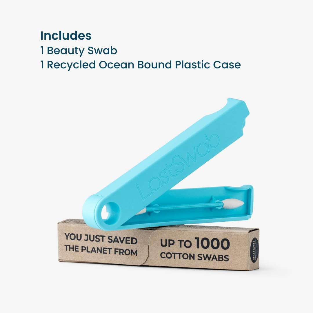 Lastswab® Reusable Cotton Swabs for Gentle & Eco-Friendly Beauty Routines - the Sustainable Alternative to Single-Use Q Tips - Zero Waste & Easy to Clean - Comes with a Convenient Travel Case Holder