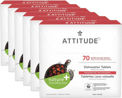 ATTITUDE Dishwasher Tablets, Water-Soluble, Anti-Limescale, Plant- and Mineral-Based Formula, Phosphate-Free, Vegan and Cruelty-Free, Unscented, 26 Count