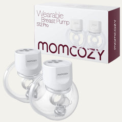 Momcozy Breast Pump S12 Pro Hands-Free, Wearable & Wireless Pump with Soft Double-Sealed Flange, 3 Modes & 9 Levels Double Electric Pump Portable, Smart Display, 24Mm, 2 Pack, Elegant White