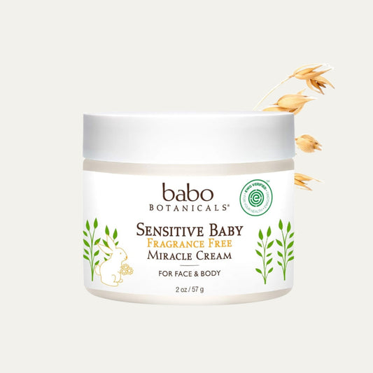 Babo Botanicals Sensitive Baby Fragrance-Free Miracle Cream - Face & Body Moisturizer - for Sensitive Skin - Calendula, Shea Butter, Coconut Oil - EWG Verified - Fragrance-Free - for Babies & Kids