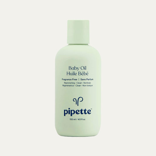 Pipette Baby Oil - Nurture, Moisturize Baby Skin, Vitamin E, Sensitive, Dry Skin, Fragrance Free with Renewable Plant-Derived Squalane, 4.5 Fl Oz