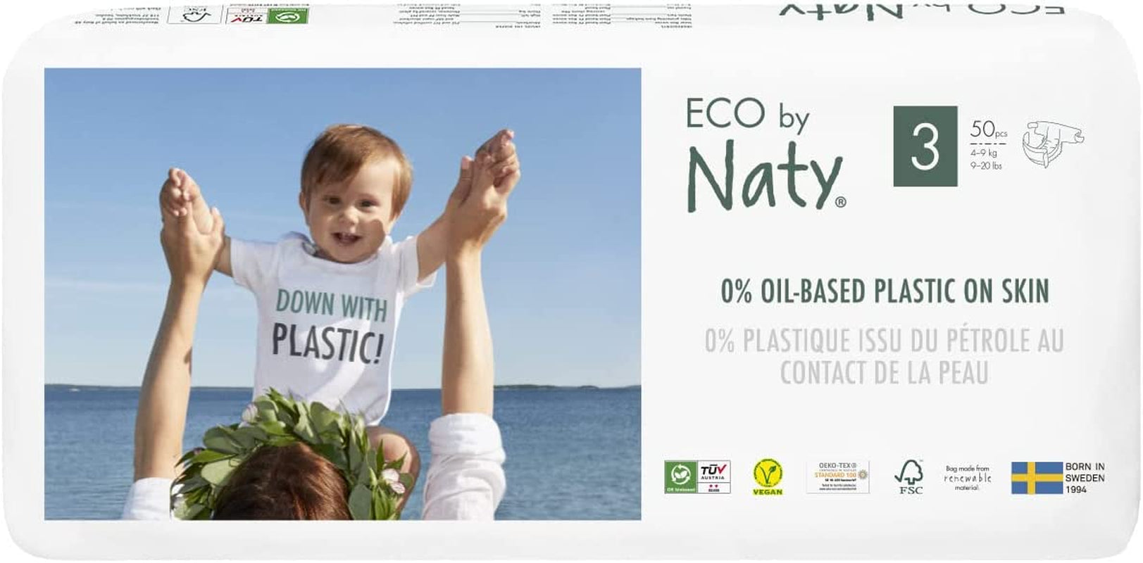 Eco by Naty Baby Diapers - Plant-Based Eco-Friendly Diapers, Great for Baby Sensitive Skin and Helps Prevent Leaking (Size 1, 100 Count)