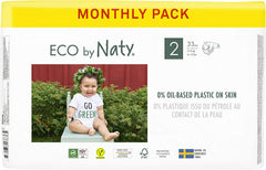 Eco by Naty Baby Diapers - Plant-Based Eco-Friendly Diapers, Great for Baby Sensitive Skin and Helps Prevent Leaking (Size 1, 100 Count)