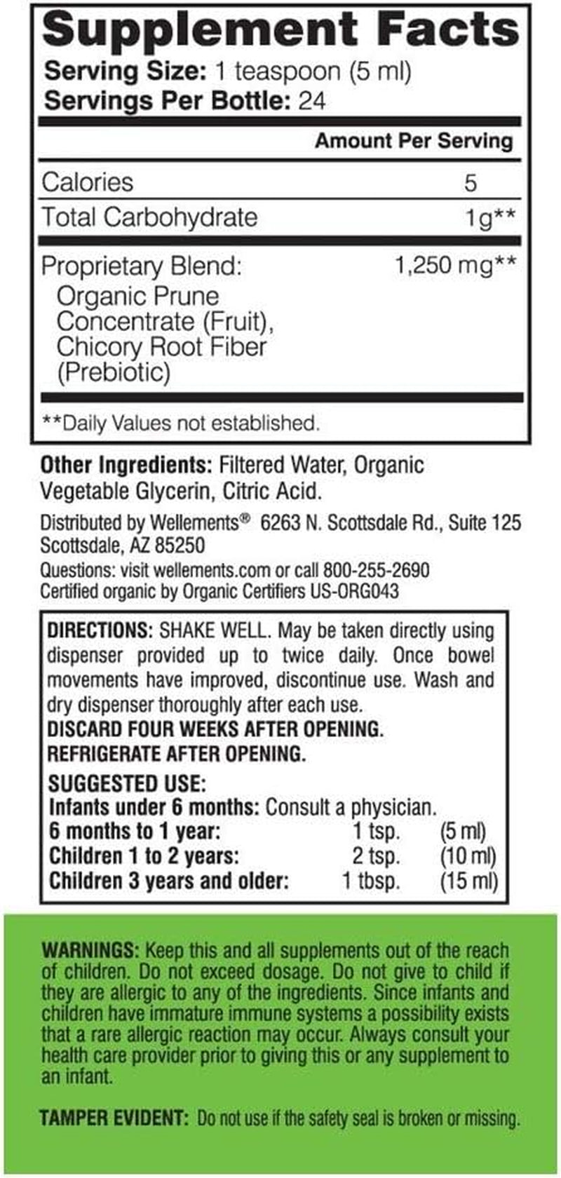 Wellements Organic Baby Constipation Support Relieves Occasional Constipation for Infants & Toddlers, No Harsh Laxatives, USDA Certified Organic, 4 Fl Oz (Pack of 2), 6 Months +